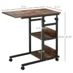 Mobile Nightstand: Adjustable 3-Tier C-Shaped Side Table with Casters - Image 3