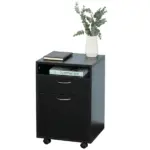 Mobile Storage Cabinet Organizer with Drawer Black Printer Stand with Castors for Office - Image 11