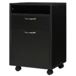 Mobile Storage Cabinet Organizer with Drawer Black Printer Stand with Castors for Office