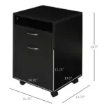 Mobile Storage Cabinet Organizer with Drawer Black Printer Stand with Castors for Office - Image 3