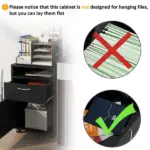 Mobile Storage Cabinet Organizer with Drawer Black Printer Stand with Castors for Office - Image 7