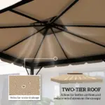 Outsunny Model 84C-051 or 84C-269 10' x 10' Gazebo Replacement Canopy, Khaki - Image 4