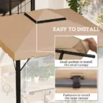 Outsunny Model 84C-051 or 84C-269 10' x 10' Gazebo Replacement Canopy, Khaki - Image 5