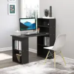 Modern 47" Computer Desk with Bookshelf Black Office Desk Compact Crafting Table - Image 2