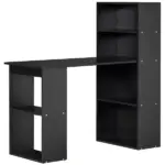 Modern 47" Computer Desk with Bookshelf Black Office Desk Compact Crafting Table - Image 11
