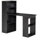 Modern 47" Computer Desk with Bookshelf Black Office Desk Compact Crafting Table