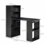 Modern 47" Computer Desk with Bookshelf Black Office Desk Compact Crafting Table - Image 3