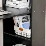 Modern 47" Computer Desk with Bookshelf Black Office Desk Compact Crafting Table - Image 8