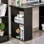 Modern 47" Computer Desk with Bookshelf Black Office Desk Compact Crafting Table - Image 9