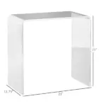 Modern Acrylic End Table, Waterfall Side Table with Rounded Edges and Storage for Small Spaces, 21" x 12" x 21", Clear - Image 3