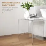 Modern Acrylic End Table, Waterfall Side Table with Rounded Edges and Storage for Small Spaces, 21" x 12" x 21", Clear - Image 4