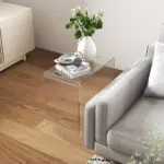 Modern Acrylic End Table, Waterfall Side Table with Rounded Edges and Storage for Small Spaces, 21" x 12" x 21", Clear - Image 7
