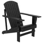 Modern Adirondack Chair with Cupholder Supports 330 lbs for Patio Garden Lawn Black - Image 11