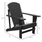 Modern Adirondack Chair with Cupholder Supports 330 lbs for Patio Garden Lawn Black - Image 3