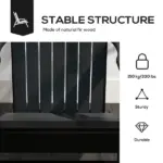 Modern Adirondack Chair with Cupholder Supports 330 lbs for Patio Garden Lawn Black - Image 6