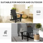 Modern Adirondack Chair with Cupholder Supports 330 lbs for Patio Garden Lawn Black - Image 7