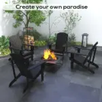 Modern Adirondack Chair with Cupholder Supports 330 lbs for Patio Garden Lawn Black - Image 8