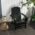 Modern Adirondack Chair with Cupholder Supports 330 lbs for Patio Garden Lawn Black - Image 10