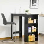 Modern Bar Table Counter Height Dining Table with 3 Storage Shelves for Kitchen, Dining Room, Living Room, Black - Image 2