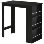 Modern Bar Table Counter Height Dining Table with 3 Storage Shelves for Kitchen, Dining Room, Living Room, Black