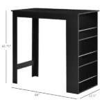 Modern Bar Table Counter Height Dining Table with 3 Storage Shelves for Kitchen, Dining Room, Living Room, Black - Image 3