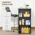 Modern Bar Table Counter Height Dining Table with 3 Storage Shelves for Kitchen, Dining Room, Living Room, Black - Image 4
