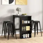 Modern Bar Table Counter Height Dining Table with 3 Storage Shelves for Kitchen, Dining Room, Living Room, Black - Image 7