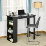 Modern Bar Table Counter Height Dining Table with 3 Storage Shelves for Kitchen, Dining Room, Living Room, Black - Image 10