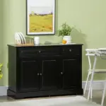Modern Black Sideboard Buffet with Cupboards Drawers Shelves for Living Room Kitchen Storage - Image 2