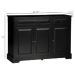 Modern Black Sideboard Buffet with Cupboards Drawers Shelves for Living Room Kitchen Storage - Image 3
