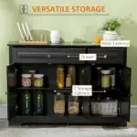 Modern Black Sideboard Buffet with Cupboards Drawers Shelves for Living Room Kitchen Storage - Image 4