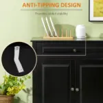 Modern Black Sideboard Buffet with Cupboards Drawers Shelves for Living Room Kitchen Storage - Image 6