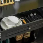 Modern Black Sideboard Buffet with Cupboards Drawers Shelves for Living Room Kitchen Storage - Image 9