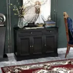 Modern Black Sideboard Buffet with Cupboards Drawers Shelves for Living Room Kitchen Storage - Image 10