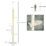 Modern Cat Tree Height Adjustable 87 -103 Inch with 4-Tier Platforms, Toy Ball, Cat Climber for Indoor Cats - Image 3
