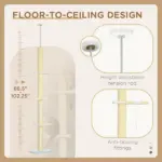 Modern Cat Tree Height Adjustable 87 -103 Inch with 4-Tier Platforms, Toy Ball, Cat Climber for Indoor Cats - Image 5