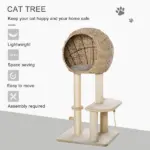Modern Cat Tree with Sisal Scratching Post Condo and Hanging Rope 39"H, Beige - Image 4