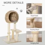 Modern Cat Tree with Sisal Scratching Post Condo and Hanging Rope 39"H, Beige - Image 5