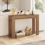 HOMCOM Modern Console Table, 47 Inch Narrow Entryway Table, Walnut - Image 6