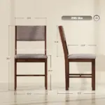 Modern Dining Chairs Set of 4, Linen Fabric Kitchen Chairs with Rubberwood Legs for Dining Room, Living Room, Brown - Image 3