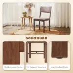 Modern Dining Chairs Set of 4, Linen Fabric Kitchen Chairs with Rubberwood Legs for Dining Room, Living Room, Brown - Image 5