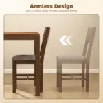 Modern Dining Chairs Set of 4, Linen Fabric Kitchen Chairs with Rubberwood Legs for Dining Room, Living Room, Brown - Image 6