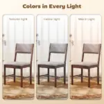 Modern Dining Chairs Set of 4, Linen Fabric Kitchen Chairs with Rubberwood Legs for Dining Room, Living Room, Brown - Image 7
