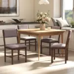 Modern Dining Chairs Set of 4, Linen Fabric Kitchen Chairs with Rubberwood Legs for Dining Room, Living Room, Brown - Image 8
