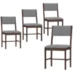 Modern Dining Chairs Set of 4, Linen Fabric Kitchen Chairs with Rubberwood Legs for Dining Room, Living Room, Gray - Image 2
