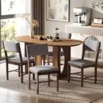 Modern Dining Chairs Set of 4, Linen Fabric Kitchen Chairs with Rubberwood Legs for Dining Room, Living Room, Gray - Image 11