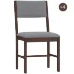 Modern Dining Chairs Set of 4, Linen Fabric Kitchen Chairs with Rubberwood Legs for Dining Room, Living Room, Gray