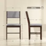 Modern Dining Chairs Set of 4, Linen Fabric Kitchen Chairs with Rubberwood Legs for Dining Room, Living Room, Gray - Image 3
