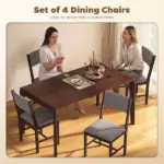 Modern Dining Chairs Set of 4, Linen Fabric Kitchen Chairs with Rubberwood Legs for Dining Room, Living Room, Gray - Image 4