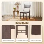 Modern Dining Chairs Set of 4, Linen Fabric Kitchen Chairs with Rubberwood Legs for Dining Room, Living Room, Gray - Image 5